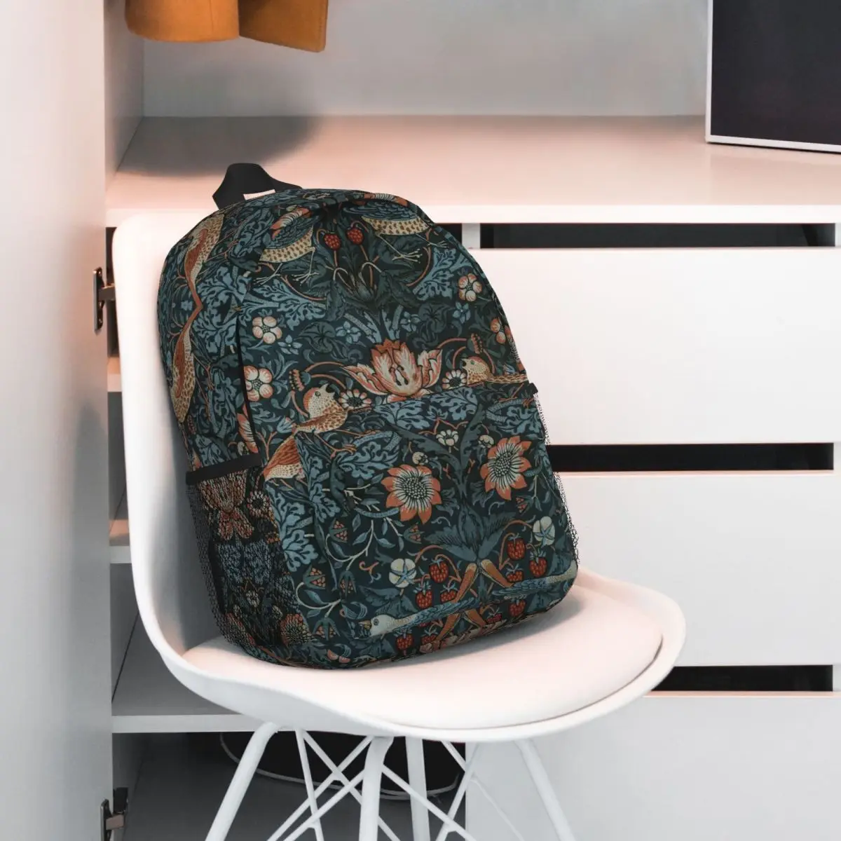 William Morris Original Vintage Poster - Strawberry Thief 1883 Backpack Daypack Large Capacity BookBag Shoulder Bags School Bag