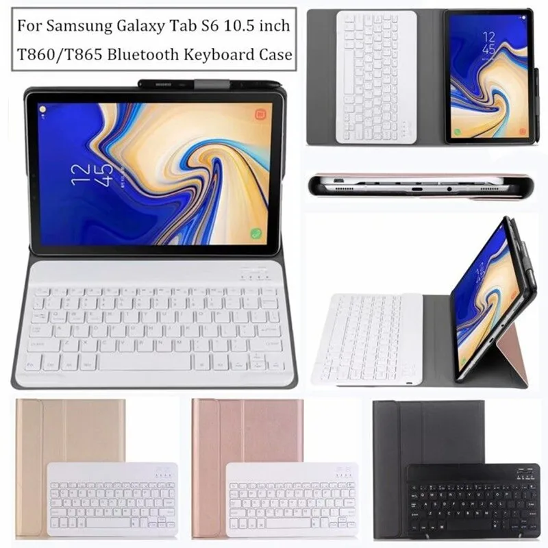 

For Samsung Galaxy Tab S6 10.5 Inch 2019 SM-T860 T865 With Keyboard Case High Quality Stand Flip Leather Tablet Cover