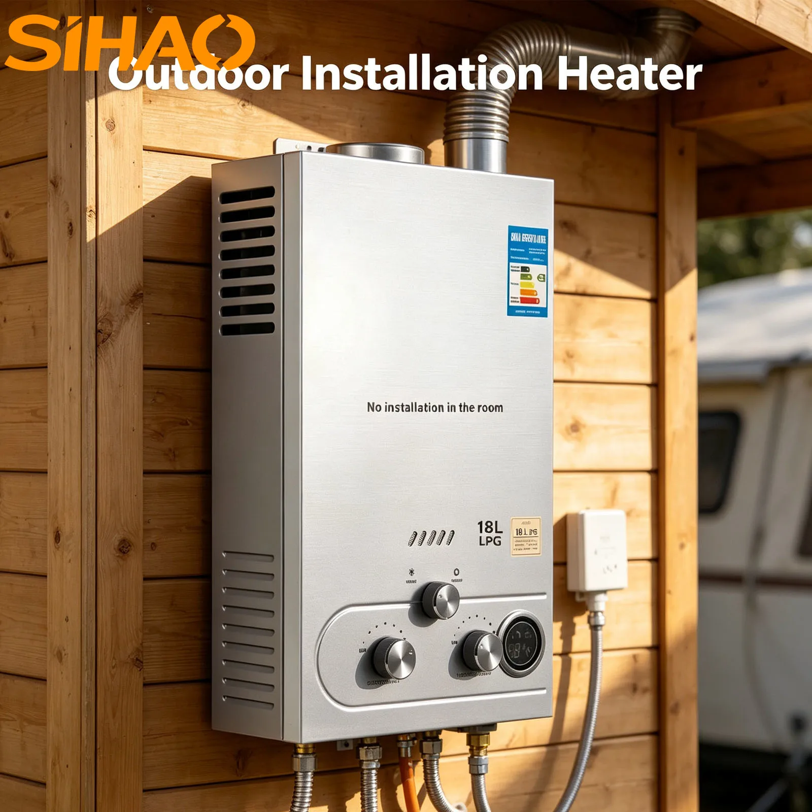 SIHAO Water Heater Instant Propane Hot LED Display Dual Mode Wall Mounted Shower Kit 6-18L 16-36kW LPG Gas Tankless Instant Boiler  for Home RV Camping Outdoor