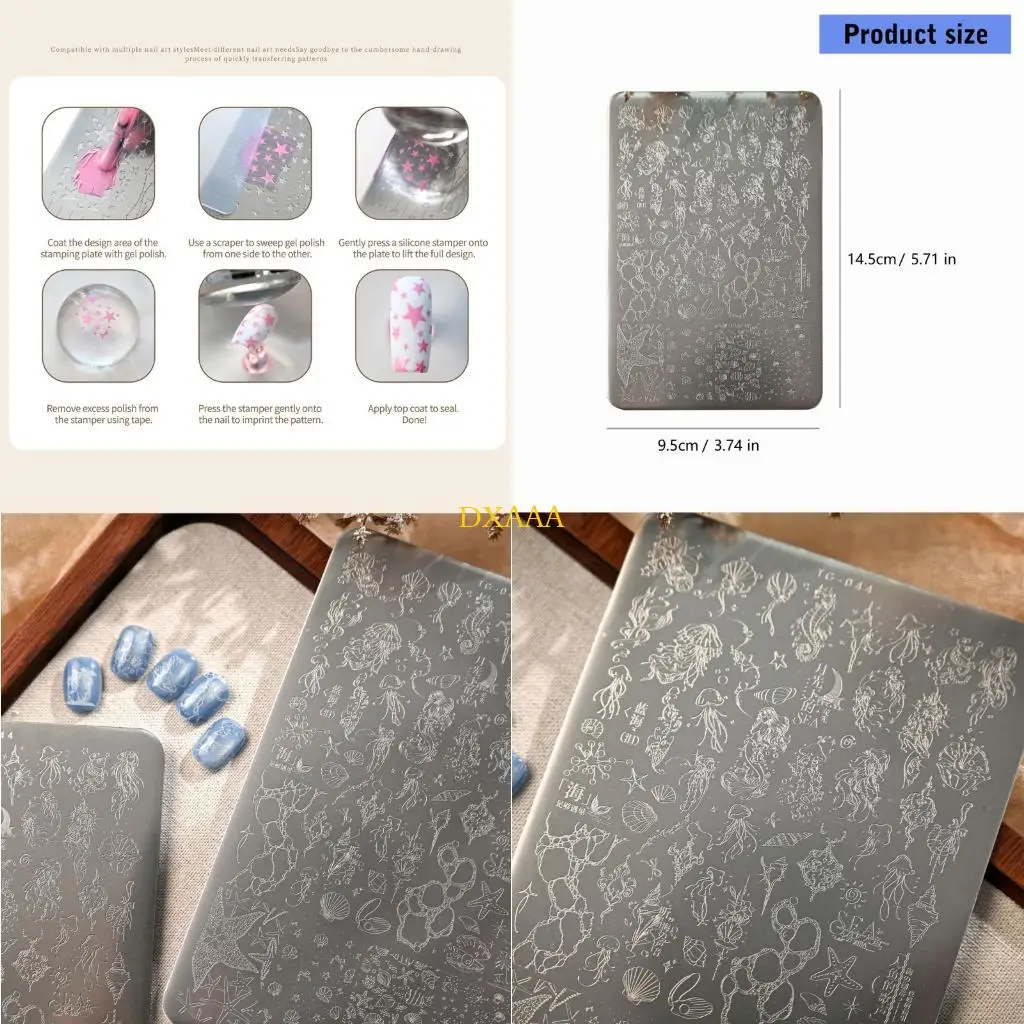 DXAA Stainless Steel Art Stamping Plate with Ocean Themed Suitable for Enhancing Visual Appeal in Holiday Decorating