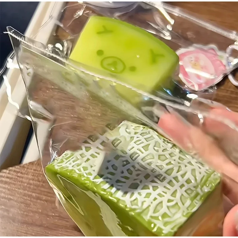 Green Bear Melon Sticky Toy Decompression And Kneading Of Handmade Fruit Pieces Relaxed Bear Honeydew Melon  Decoration Gift