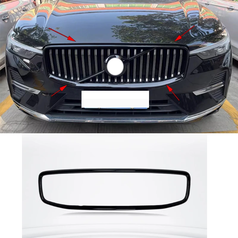 FIT FOR VOLVO XC40 XC60 S90 S60 V60 V90 Glossy Black front bumper grill forming strip cover trim delete Chrome