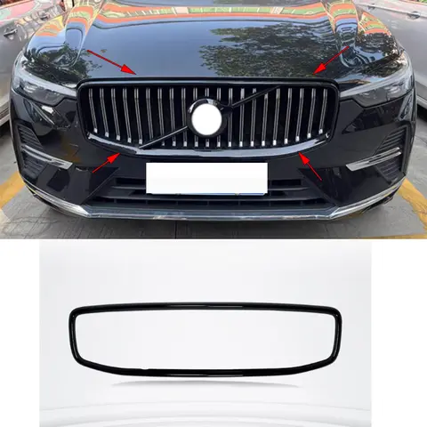 FIT FOR VOLVO XC40 XC60 S90 S60 V60 V90 Glossy Black front bumper grill forming strip cover trim delete Chrome