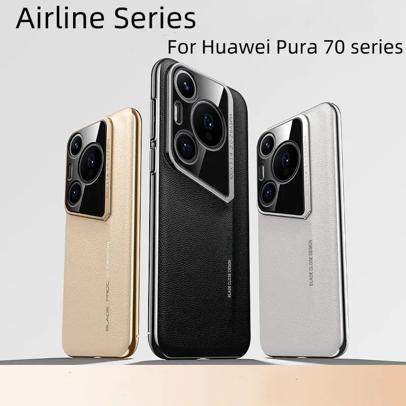 

Luxury Airline Vegan Leather Case For Huawei Pura 70 Pro+ Plus Ultra With Camera Lens Holes Cutout New Concept