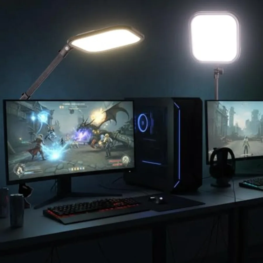 

Basics 10.8" Video Conference Lighting with Desk Clamp Stand, 15W Bi Color Edge Lit Full Screen Dimmable Streaming Light CRI95+