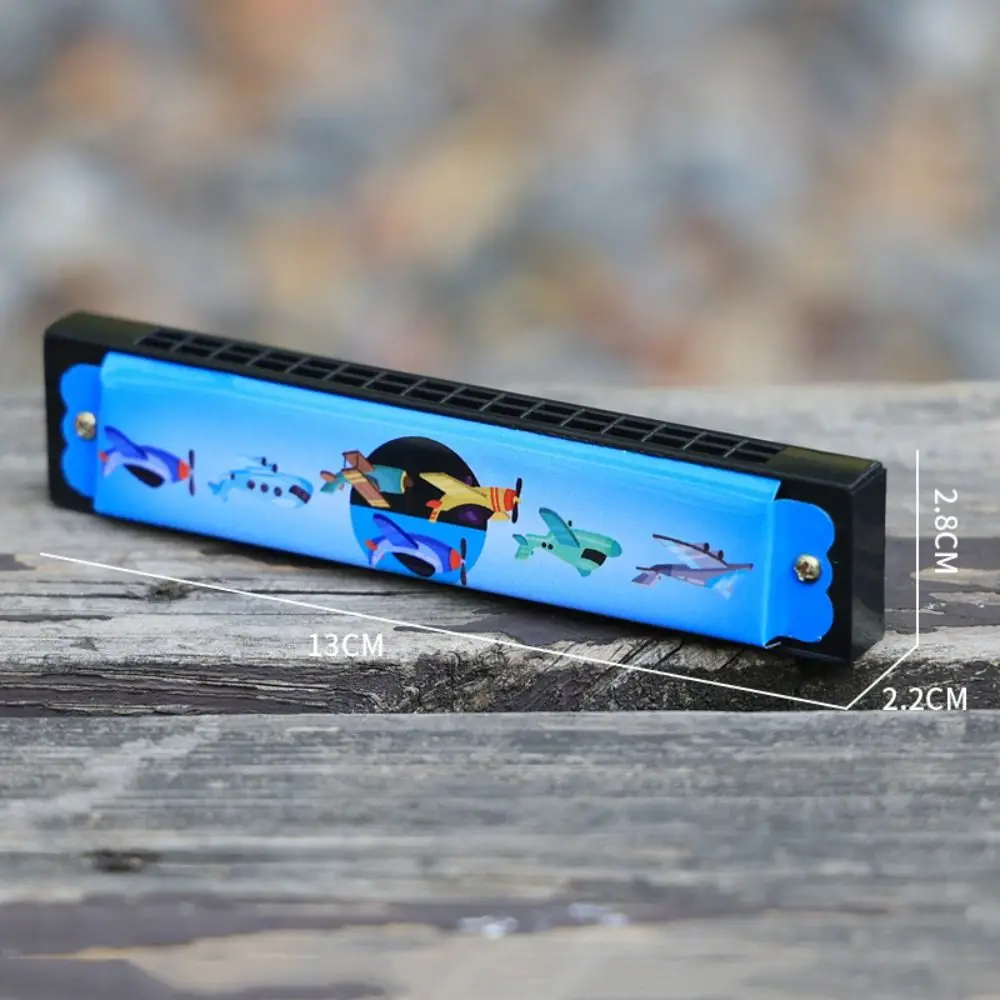 

Духовой инструмент, металлическая окрашенная губная гармошка, 16 отверстий, Монтессори, 16 отверстий, губная гармошка с мультяшным узором, образовательный ротовый орган, игра