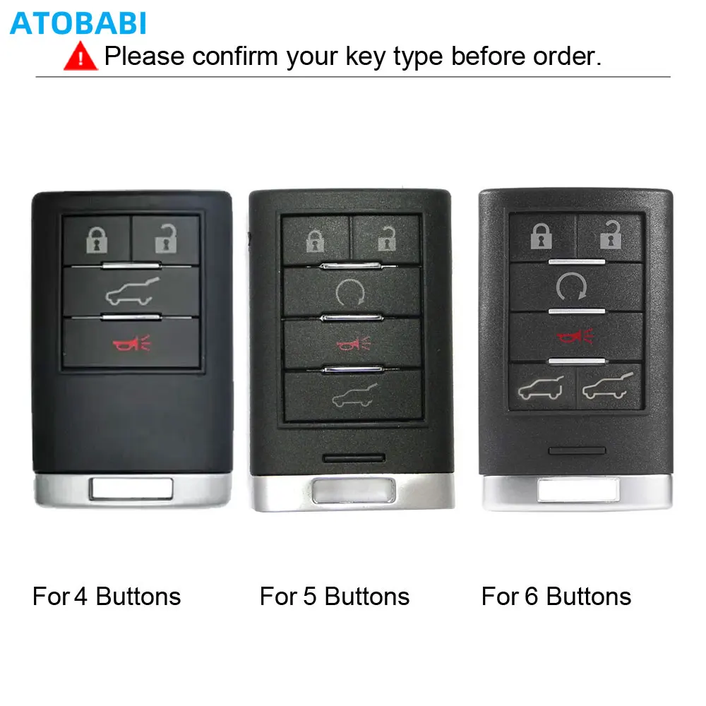ATOBABI Leather Car Key Cover Protector Bag For Cadillac CTS DTS SRX STS Escalade Chevrolet Corvette Smart Remote Fob Shell Case