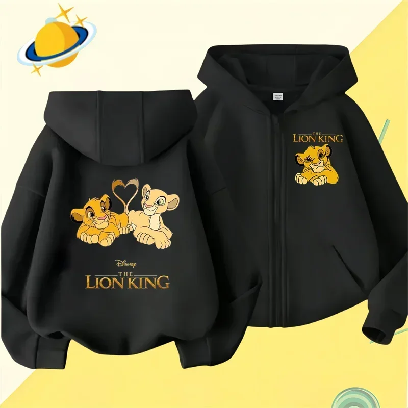 Lion King Kids zipper hoodie Cartoon Print Disney Fall Winter long-sleeved sweatshirt Casual top Boys Girls clothing sweater