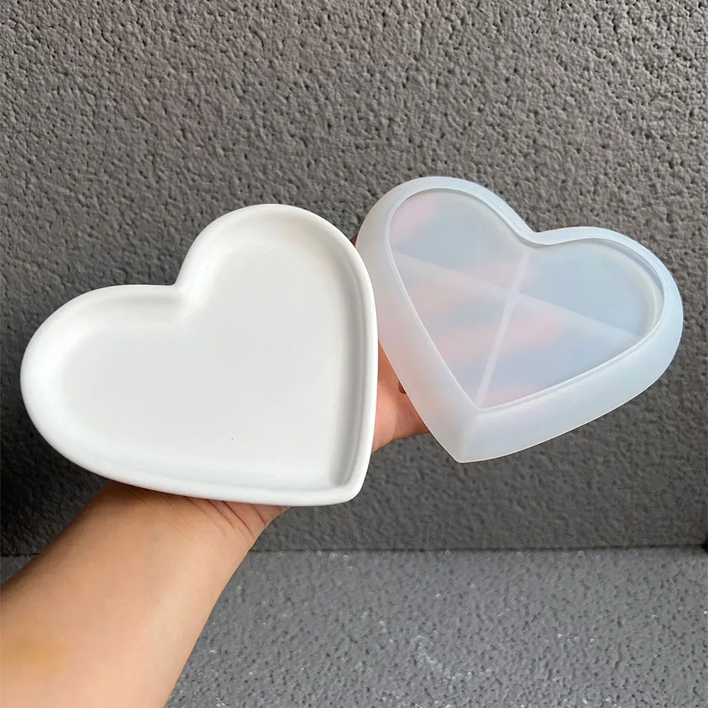 Scatola di immagazzinaggio del vaso di fiori a forma di cuore stampo in Silicone contenitore per candele resina di gesso vassoio in cemento stampo