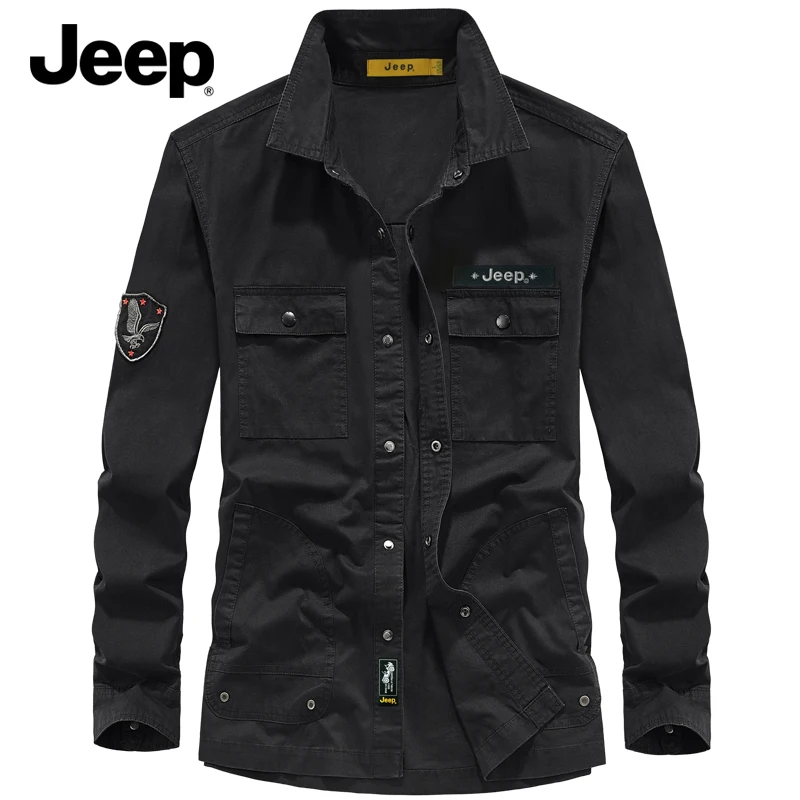 

Мужская классическая американская рубашка Jeep с множеством карманов, функциональная рубашка, прочная куртка-рубашка для активного отдыха, весна-осень