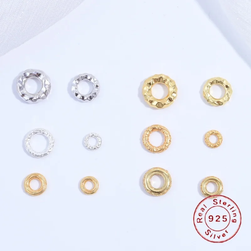 

2PCS S925 Sterling Silver Qiankun Circle Running Ring Spacer Bead Forging Whacking Grain Circle DIY Jewellery Accessories SZ100