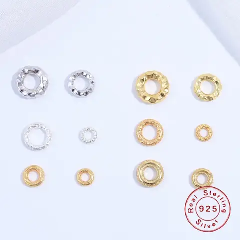 2PCS S925 Sterling Silver Qiankun Circle Running Ring Spacer Bead Forging Whacking Grain Circle DIY Jewellery Accessories SZ100