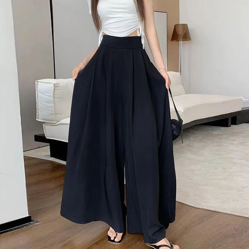 2024 Woman Clothing Trend Large Hem Wide Leg Skirt Pants Casual  Women\'s Pants Elegant Basic High Waisted Office Lady Trousers
