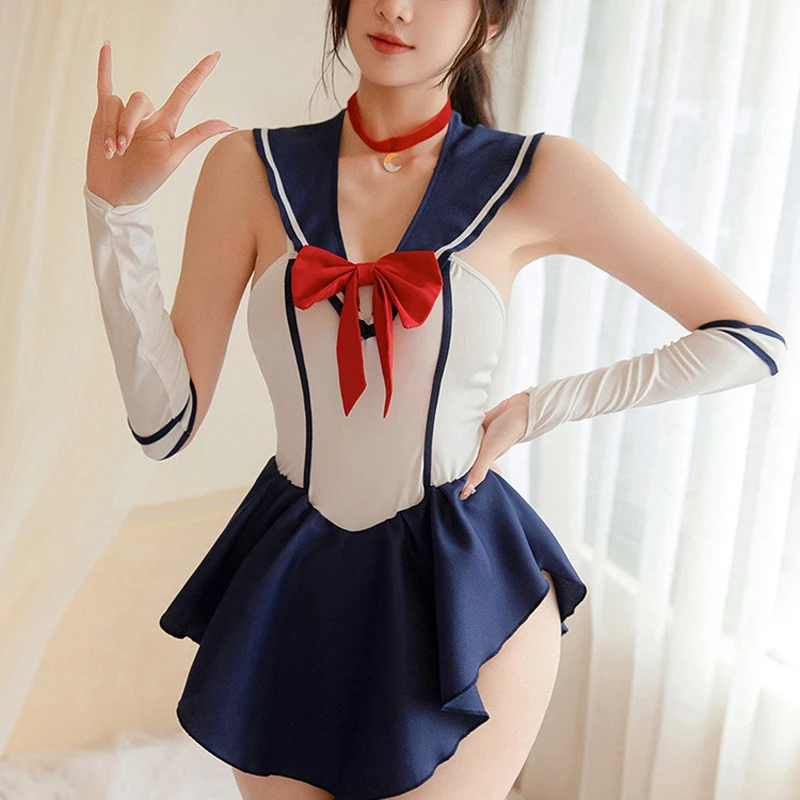 AniLV-Anime Japonês Feminino Uniforme de Marinheiro, Bonito Vestido de Estudante Escolar, Roupas de Cosplay, Lua, Anime