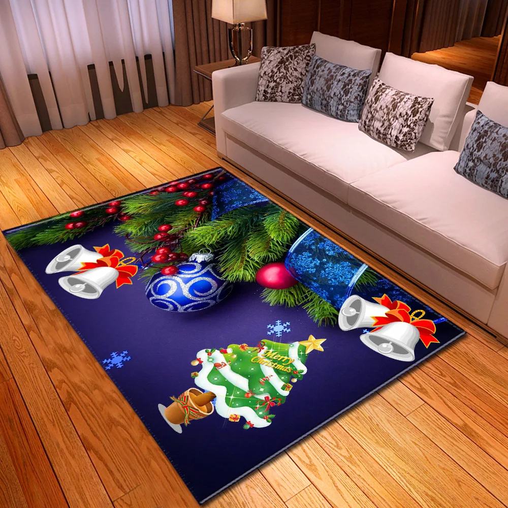 

Christmas Tree Living Room Carpet New Year Festival Decor Parlor Area Rug Xmas Balls Gift Floor Mat Kitchen Bedroom Rug Doormat