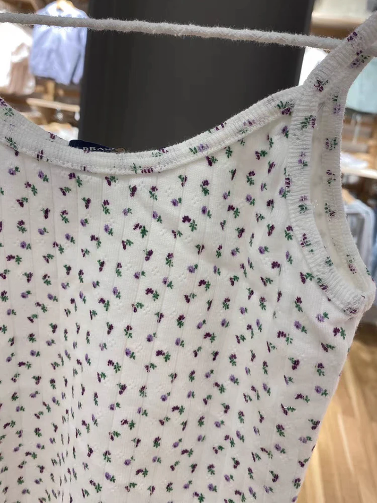 Sweet Floral Print Two Piece Set Women Hollow-out Sleeveless Crop Top And Shorts Summer Outfits Casual Vintage Cotton Short Sets