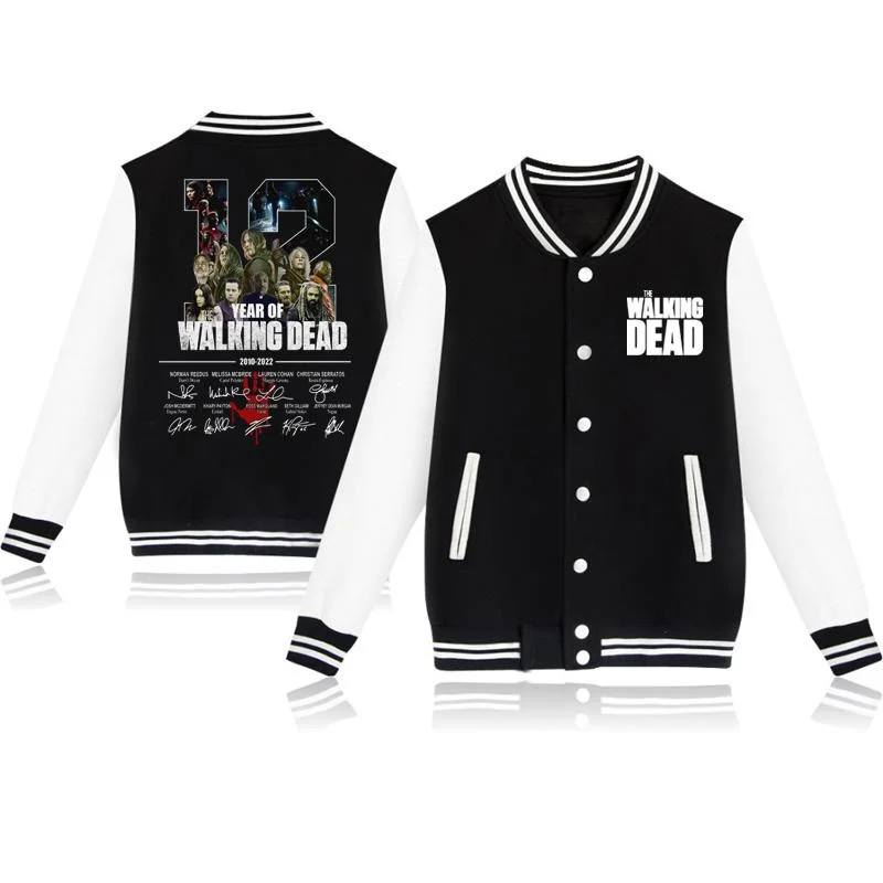 New Fashion The Walking Dead 12 Years 2010-2022 Thanks Memories Baseball Jacket Men\'s and Women\'s Classic Button Baseball Top