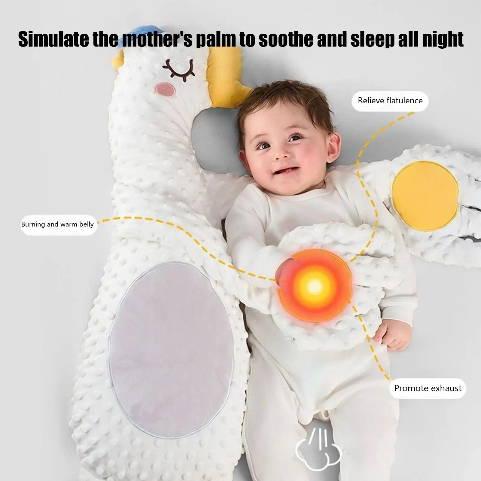 وسادة نوم الطفل، دمية مهدئة، مساعدة نوم الطفل، وسائد أطفال تعمل بالتحكم عن بعد، راحة اليد للأطفال الصغار