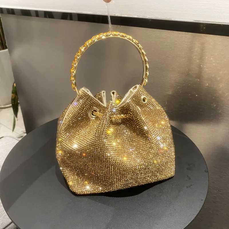 

New Purses and Handbags Bags for Women Luxury Designer Bucket Clutch Purse Evening Banquet Bag Crystal Rhinestone Shoulder Bags