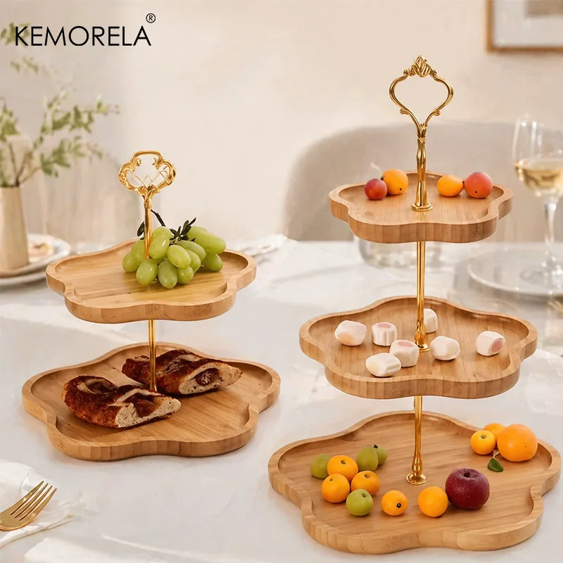 

Wooden Cake Tray 2/3rd Floor Dessert Tray Stand Suitable Dining Room Dessert Cookie Candy Buffet Stand Holiday Party Decorations