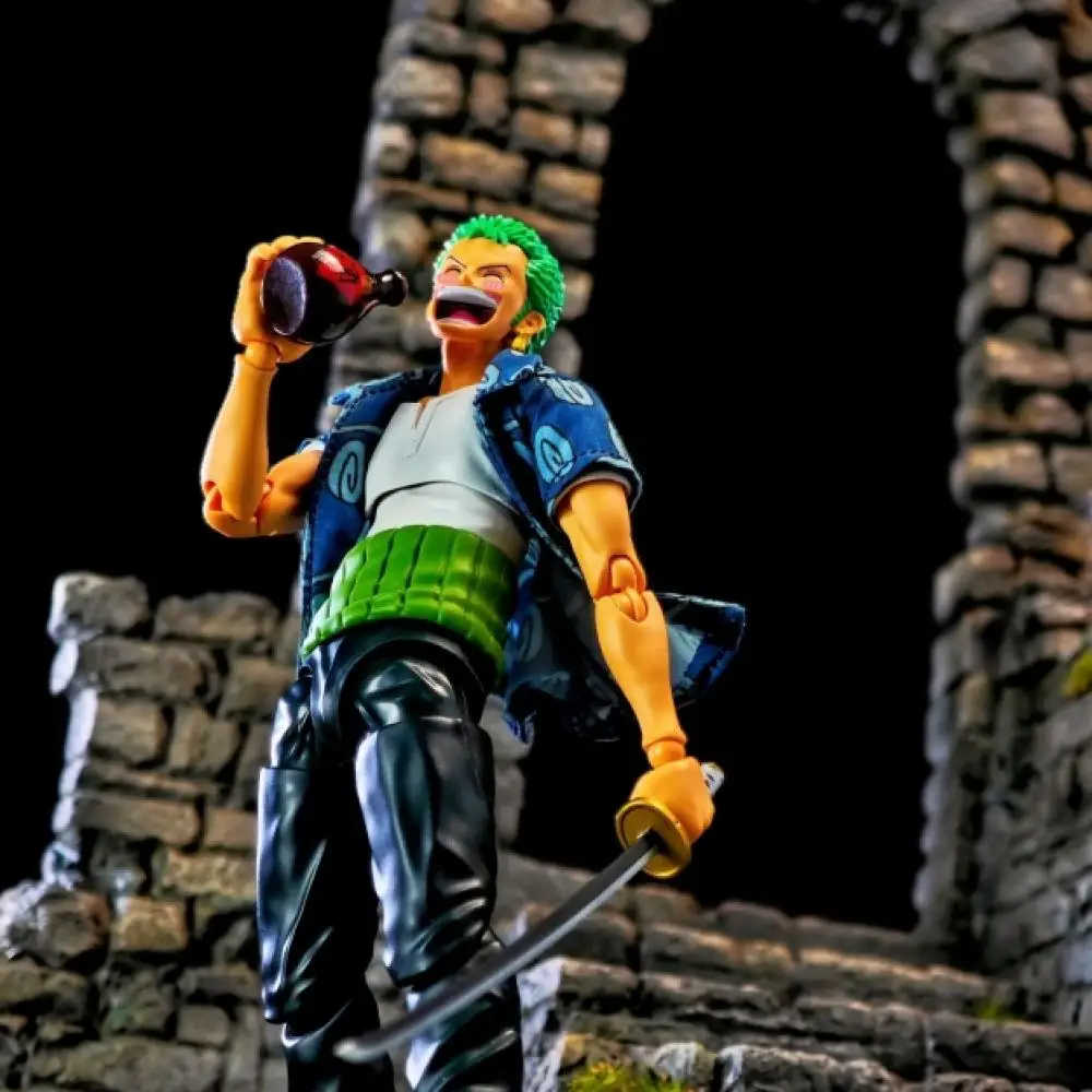 قطعة واحدة SHF أنيمي نقية اليدوية زورو أرلونغ سترة قميص جديد الملابس الزرقاء المدمج في سلك الحديد مناسبة للعب 1/12 #6