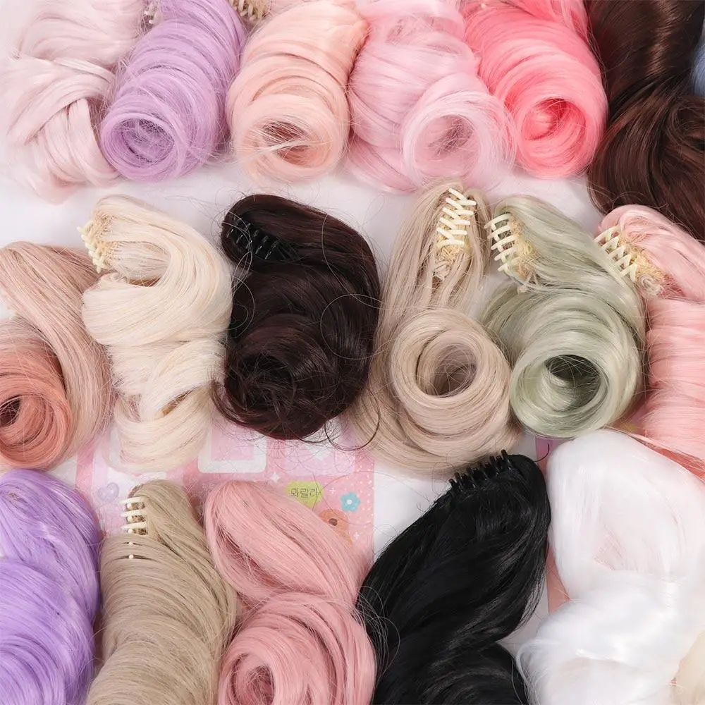 Pferdeschwanz Baumwolle Puppe Chemische Faser Perücke Langes Lockiges Haar Klemm BJD SD Puppe Haar Lila DIY Puppe Langes Lockiges Haar Pferdeschwanz