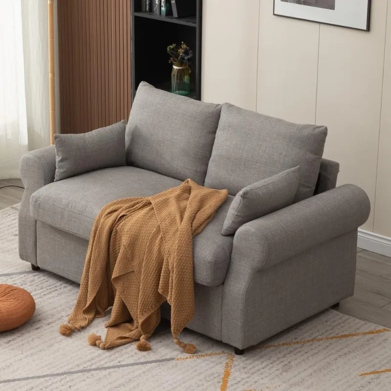 

Небольшой современный двухместный диван, 3-местный диван, диван из льняной ткани под местом для гостиной, спальни и небольшого пространства (легкий)