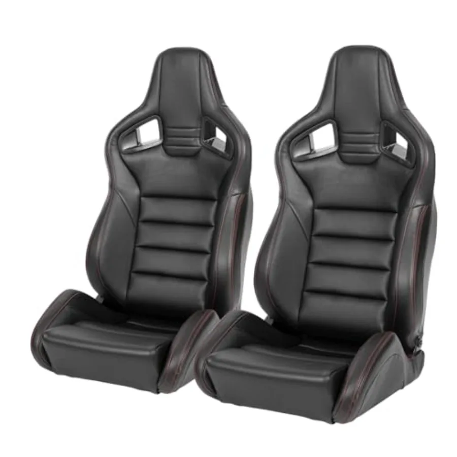 

Универсальные автомобильные гоночные сиденья серии V2, черные кожаные сиденья из ПВХ с откидной спинкой и двойным слайдером, не включая бюстгальтер для сиденья