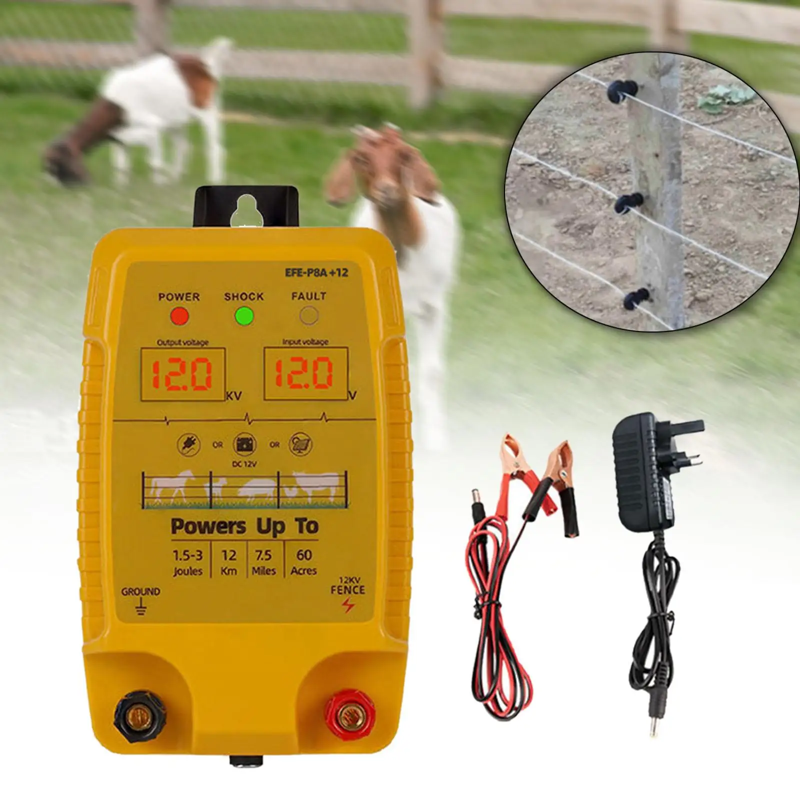 

Electric Fence Energizer Easy to Use Controller for Cattle Farm Livestock