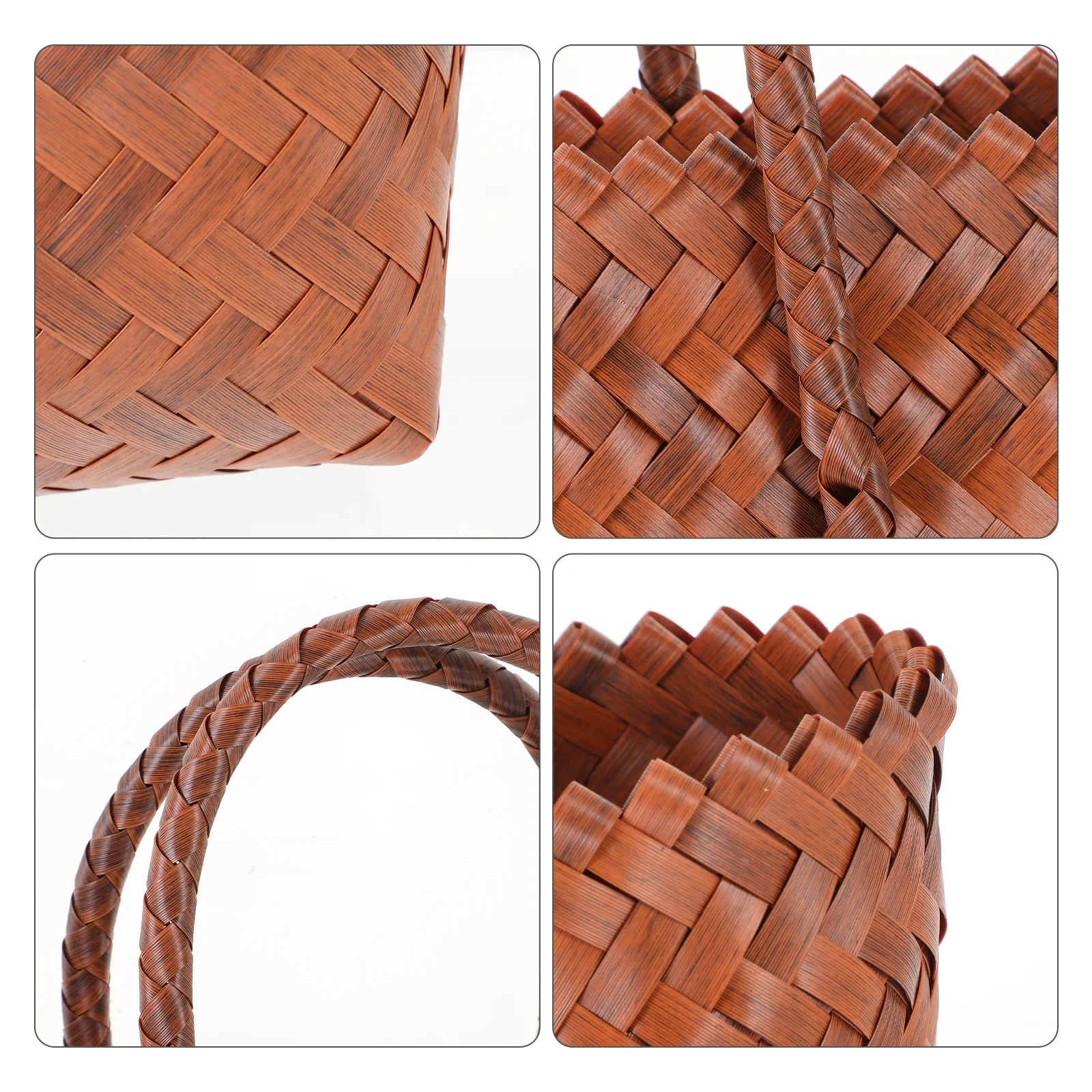 

Vintage Woven Basket Portable Rustic Picnic Storage Basket Handled Organizer for Home Beach Outdoor Use Fruit Vegetable Storage