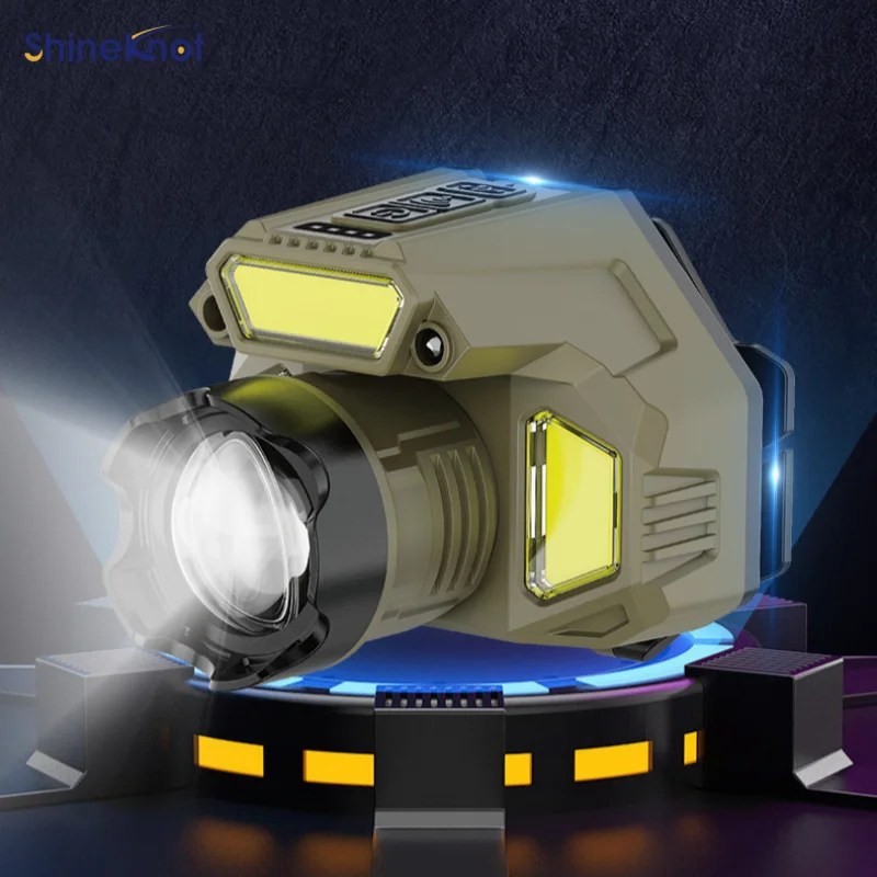 SHINKENOT Multi Functional Induction Headlight Long Endurance Strong Light Storage Mining Lamp Outdoor Hiking Camping Waterproof