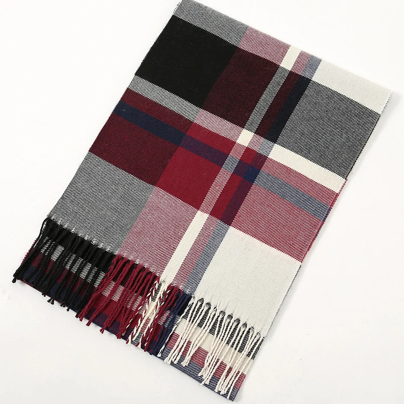 Winter Fashion Plaid Fake Cashmere Scarf Keep Warm Tassel Shawl For Woman Outdoor Keep Warm Windproof Pashmina Wholesale190*30cm