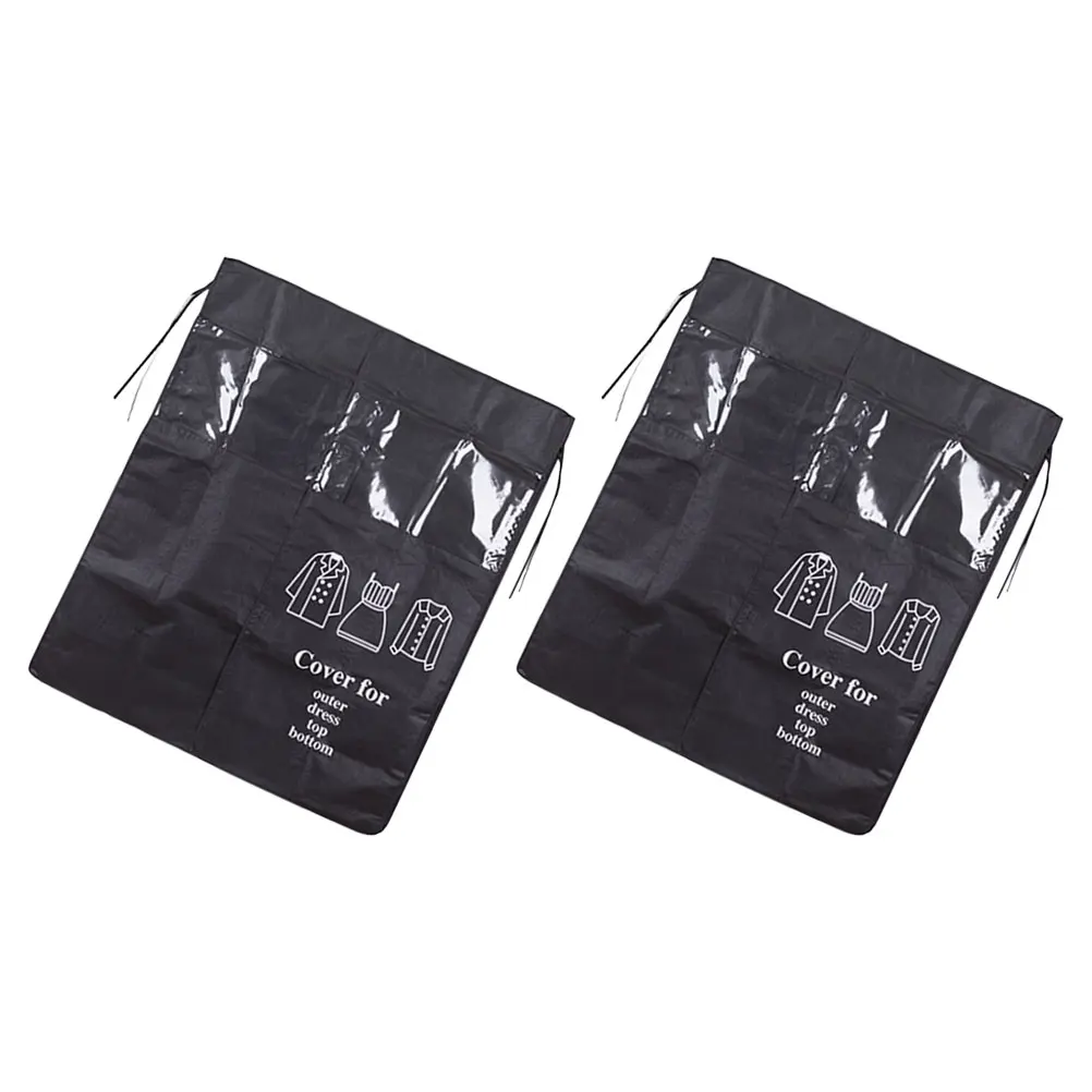 

2pcs Dustproof Clothing Cover Closet Garment Rack Covers Protective Hangers Jacket Hanging Bag Non Woven Fabric Washable