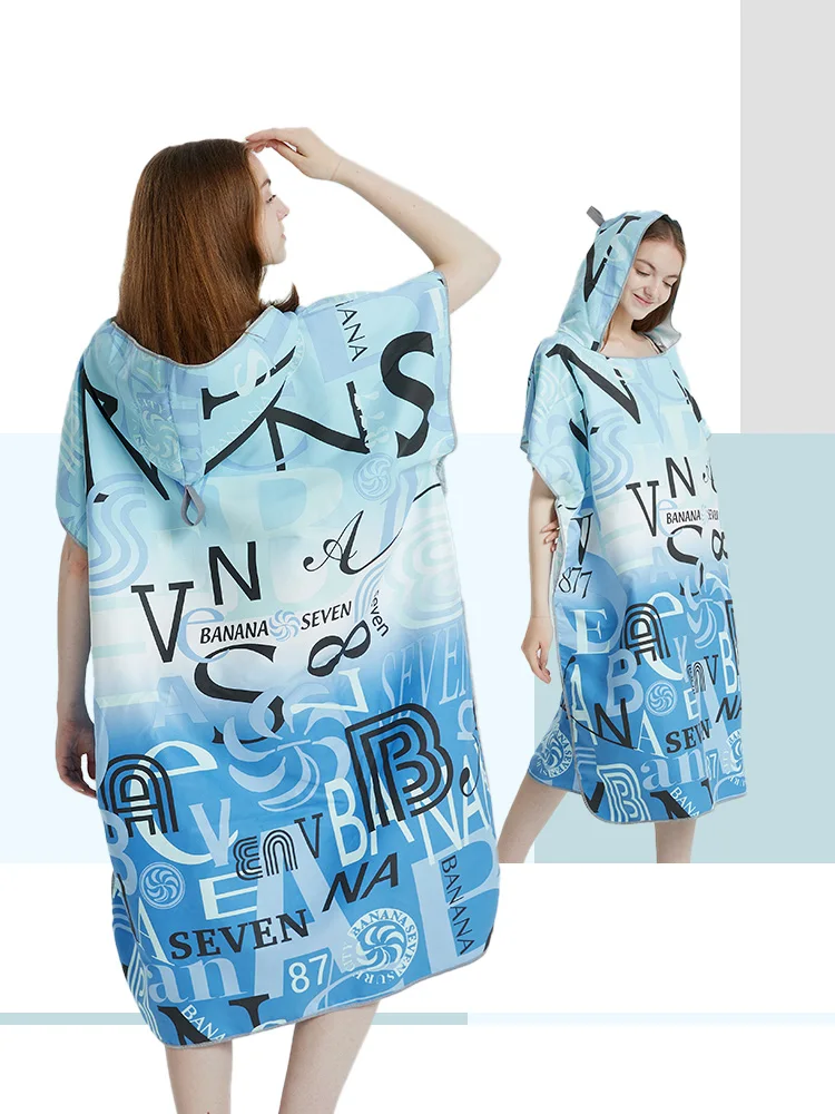 Surf Poncho Towel Poncho Quick-Dry Towel Hoodie Microfiber Beach Robe Changing Poncho Swim Towel Beach Poncho For Adults (A12)