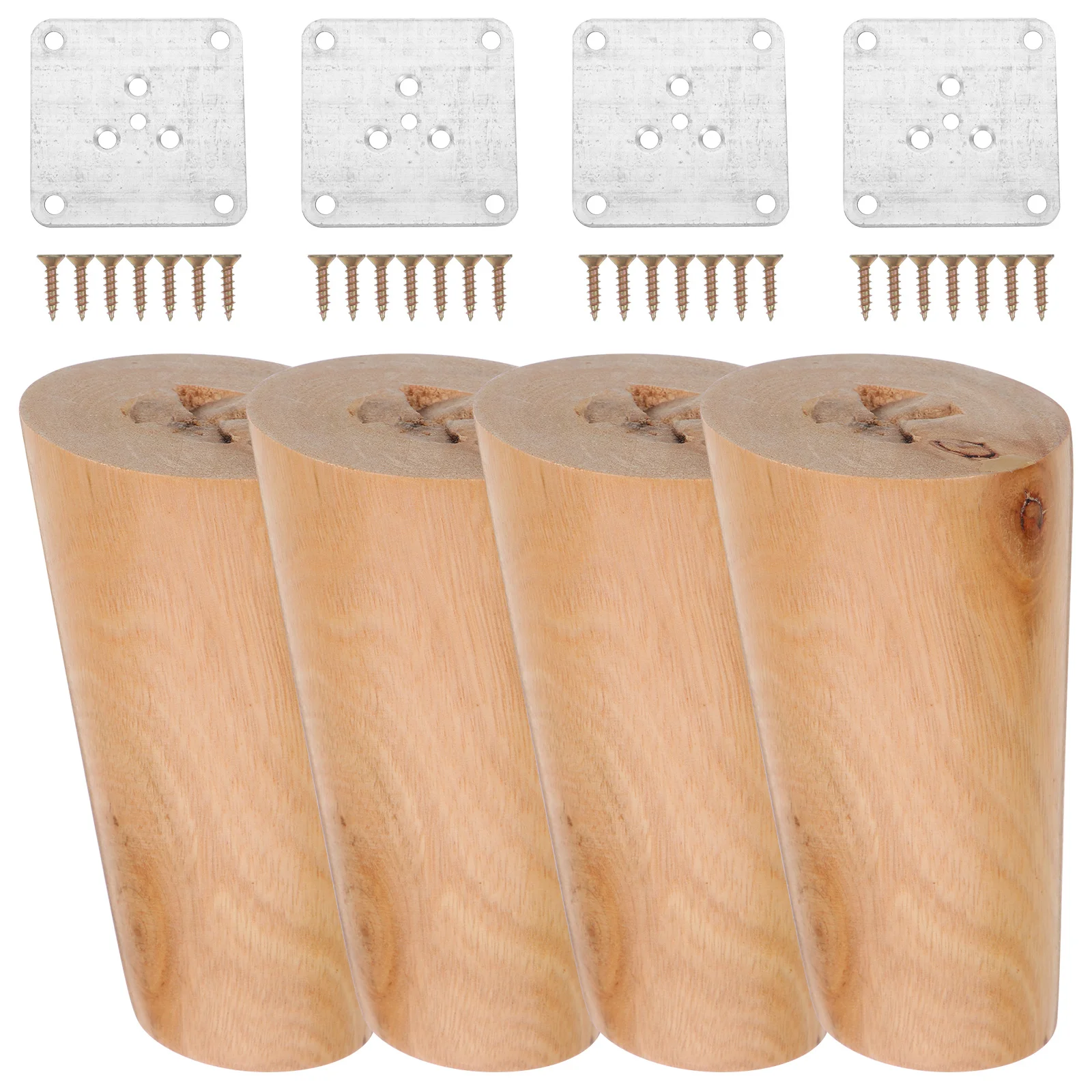 

4Pcs Solid Wood Furniture Legs Multifunctional Tapered Cabinet Table Sofa Bed Easy Install Mounting Plate Screws Floor