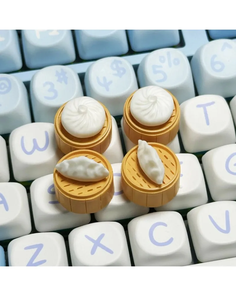 

Magnetic Dumpling Bun Resin Keycap Cute Split Design For Cross Shaft Mechanical Keyboard