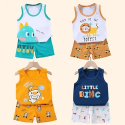 2PCS Kinder Sets Kinder Kleidung Weste Anzug Sommer Kinder Kleidung baby Baumwolle T-Shirts Shorts Tank Top Jungen Mädchen Ärmellose