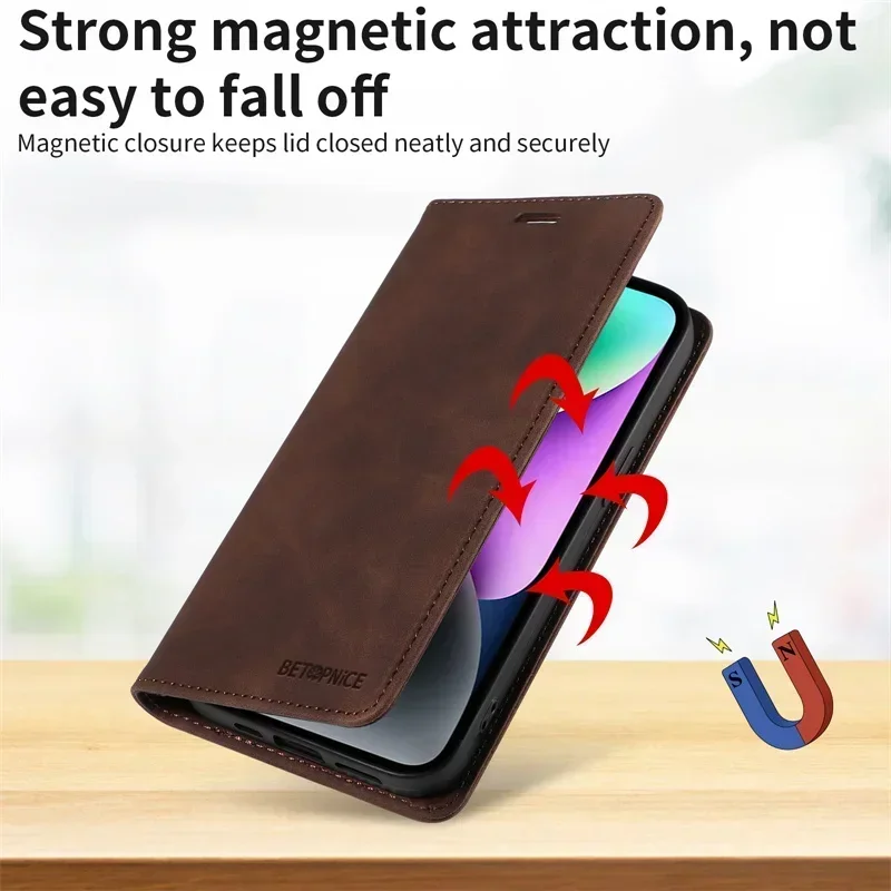 Leather Case For Xiaomi Poco F6 F5 M5S F3 M3 X6 X5 M6 Pro 5G X3 NFC C65 C55 C61 13T Redmi Note 11 10S Flip Magnetic Book Case