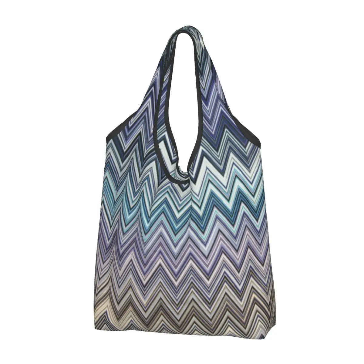 

Fashion Home Zig Zag Bohemian Shopping Tote Bag Portable Zigzag Boho Pastel Groceries Shoulder Shopper Bag