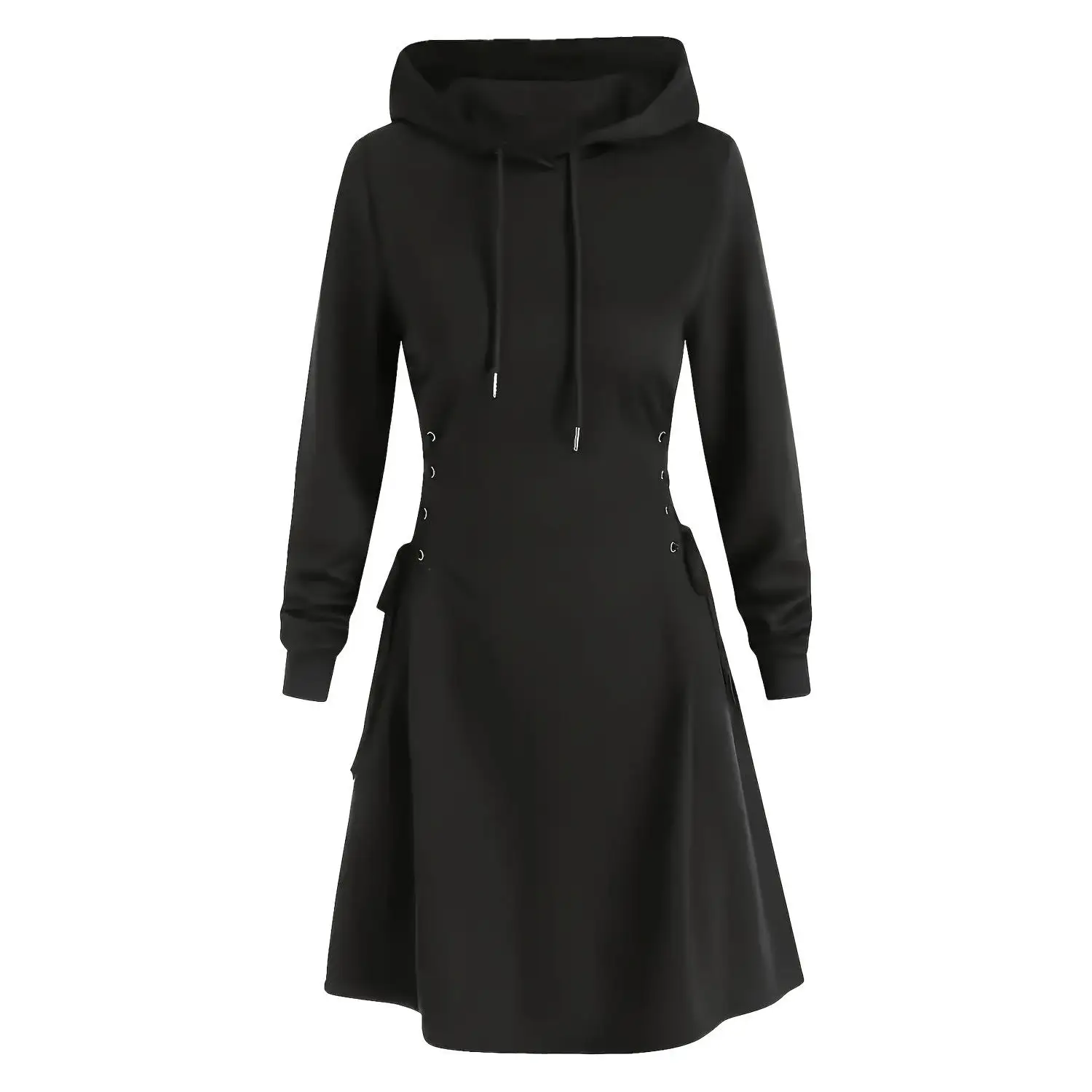 سترة طويلة بقلنسوة Dr المرأة عارضة البوليستر ألف خط تنورة طويلة Sve منتصف الخصر ألياف البوليستر Busin عارضة