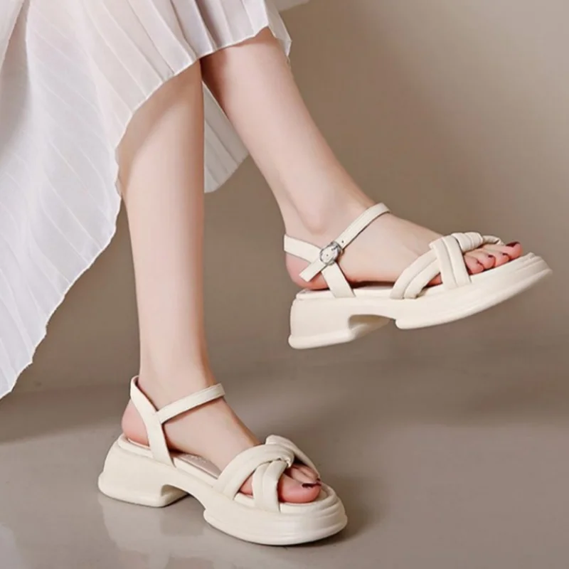 Summer Women gladiator Sandals Fashion Platform Cross-toe Sandals Comfortable Muffin Casual Women\'s Shoes Luxury sandales plates