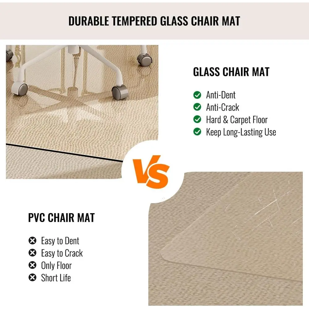 36" x 46" Chair Mat for Carpet - Office Chair Mat - Tempered Glass Floor Mat for Home/Office/Carpet Clear Computer Floor Mat - w