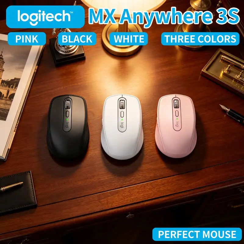 Wireless MX Anywhere 3S - Darkfield 8K DPI, 3-Device Sync, Silent Click, Perfect for Field Office & On-Site Work