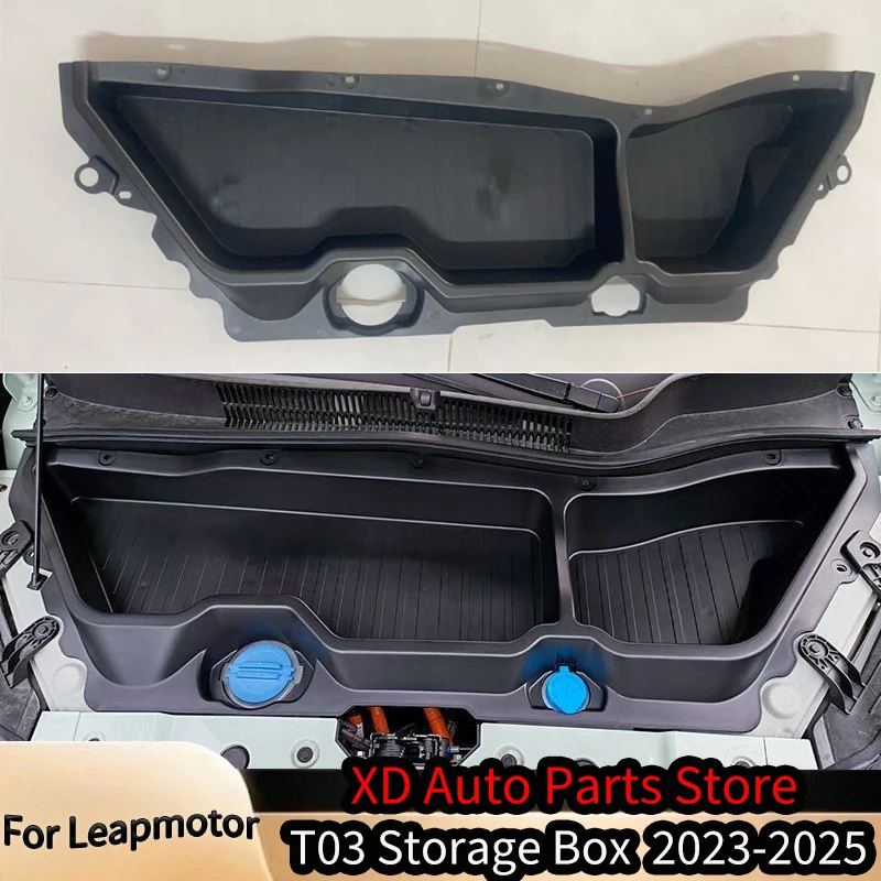 

For Leapmotor T03 2023-2025 Car Front Large Capacity Engine Hood Trunk Storage Box Body Kits Tuning Cabin Trunk Organizer Boxes