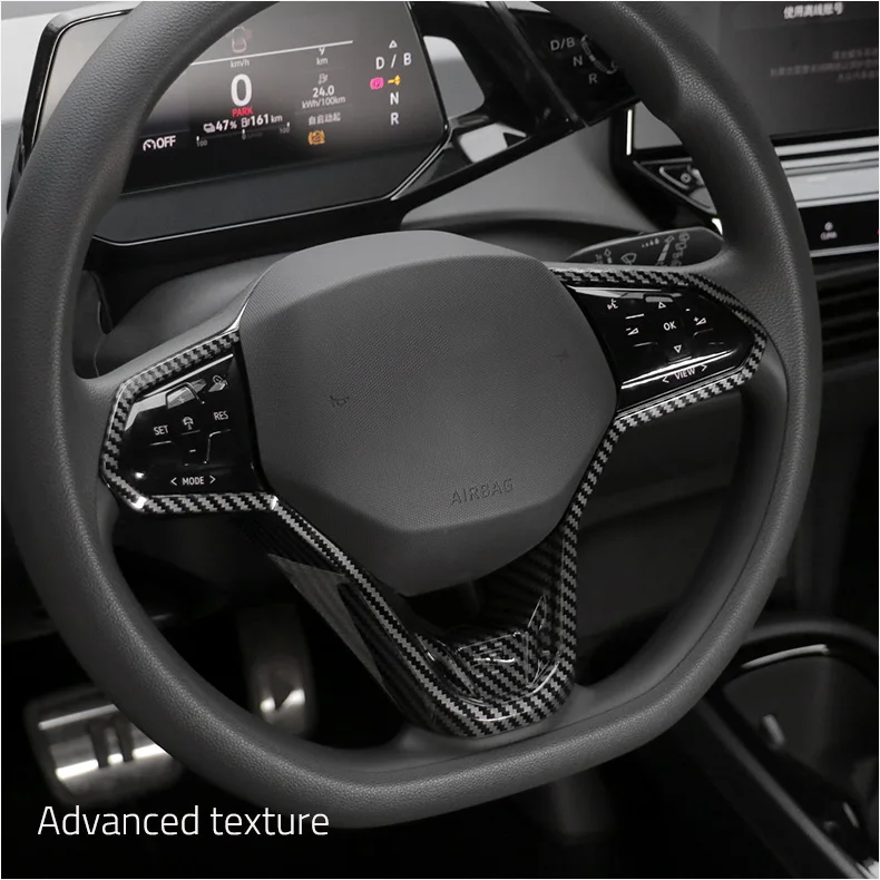 Car Steering Wheel Button Frame For VW ID.3 ID3 2021 2022 2023 Decoration Trim Carbon Fiber Stickers Styling