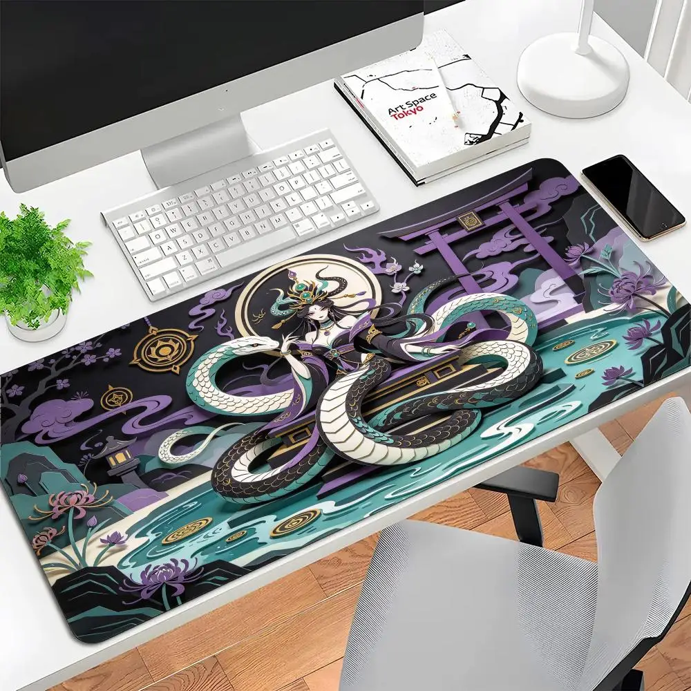 Yamata No Orochi Purple Mist Shrine Gaming Mouse Pad Thick Rubber Precision Tracking For Esports Gaming Desk Decor
