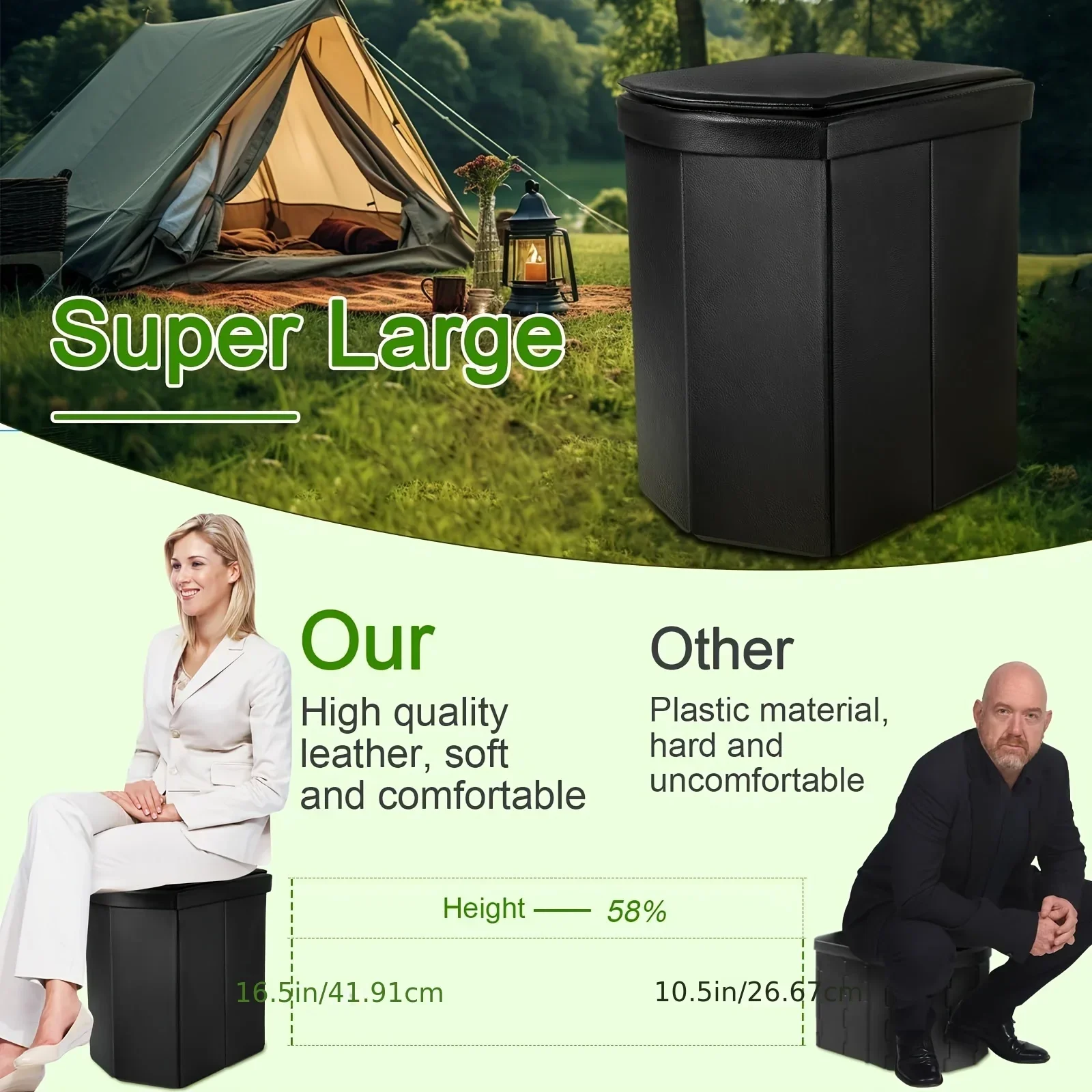 Portable Toilet For Camping, Portable Toilet For Adult, Camping Travel Folding Toilet With Lid, Easy Set Up