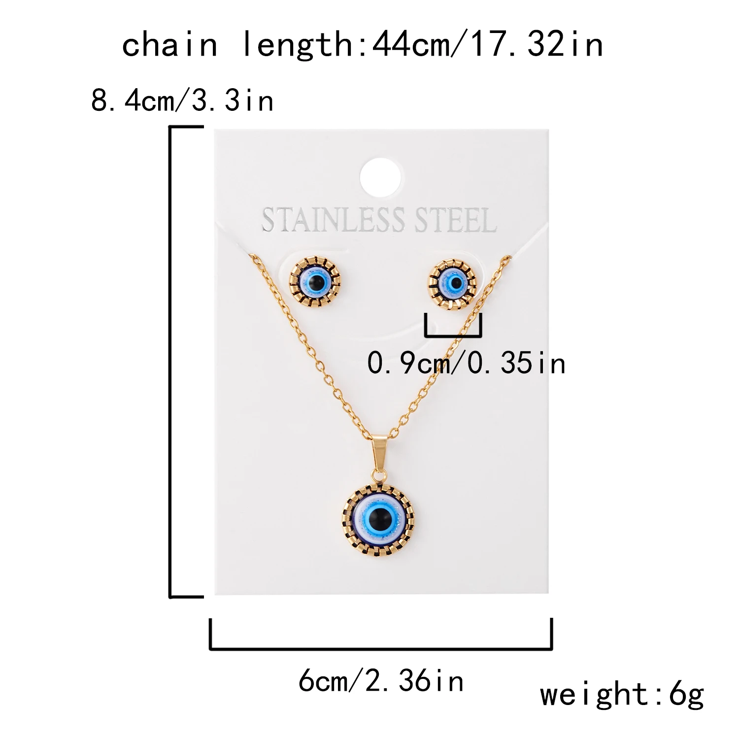 Turkse Blauwe Boze Ogen Hanger Kettingen Oorknopjes Sieraden Set Voor Vrouwen Retro Eenvoudig Geluk Boze Oog Choker Bruiloft Sieraden