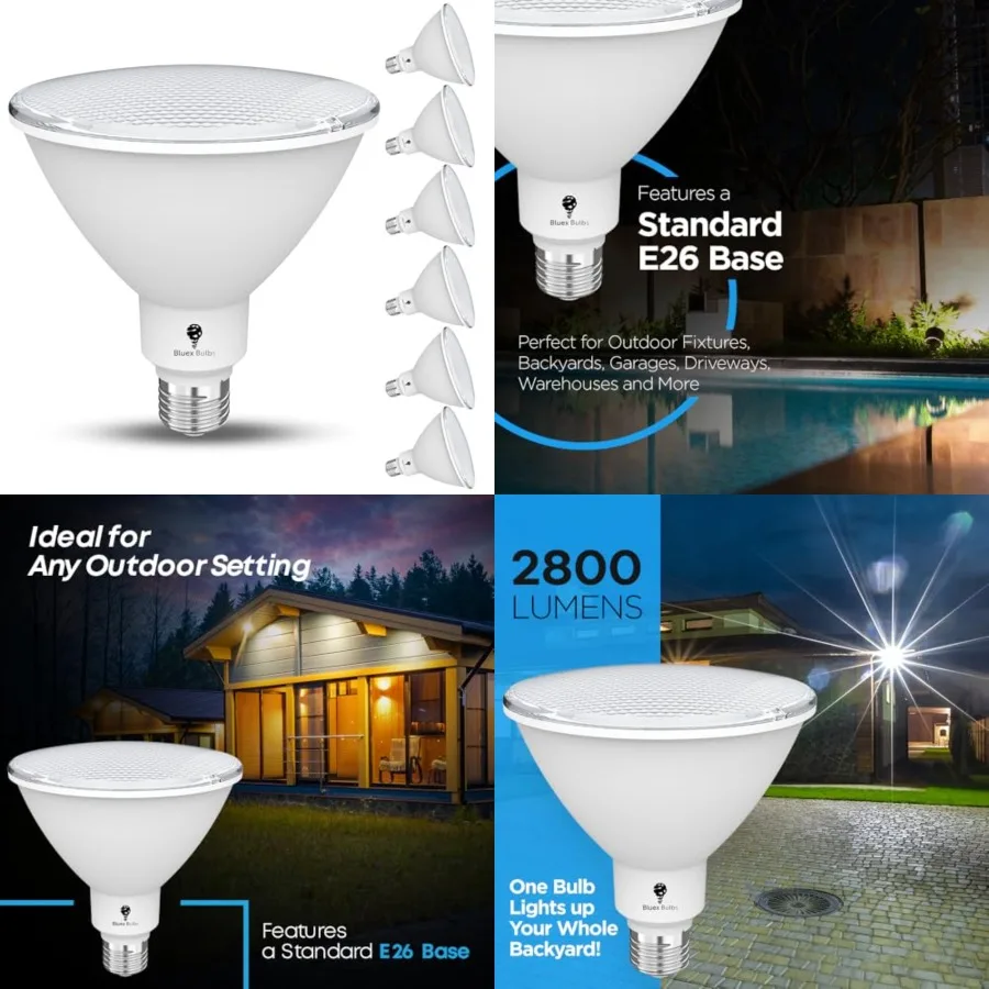 

High Power Outdoor PAR38 0W 50 Watt Equivalent 800 Lumens Dimmable LED Flood Light Bulb Super Bright Waterproof E 5000K Dayligh