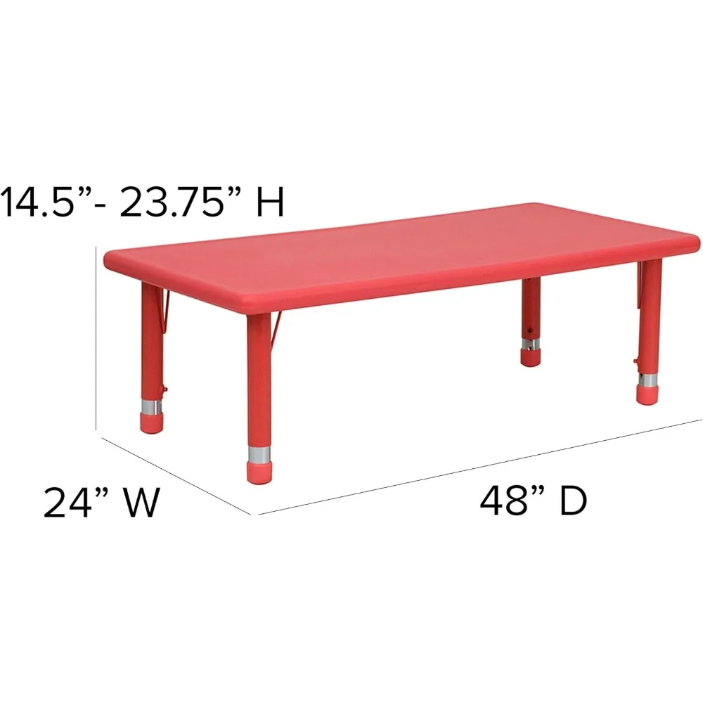طاولة أنشطة EMMA وOLIVER من البلاستيك الأحمر مع 24 عرضًا × 48 طولًا و6 كراسي